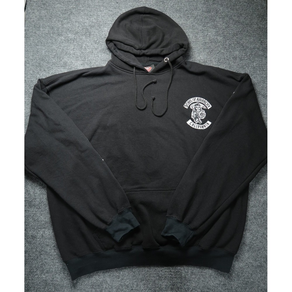 Sons of Anarchy California Hoodie Mens 2XL Blk Motorcycle Biker TV Show Sweater